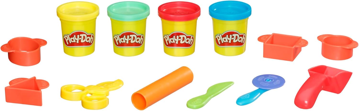 Play-Doh Starter Set Kit da 9 pezzi con borsa portaoggetti e 4 lattine per lavori creativi per bambini dai 3 anni in su